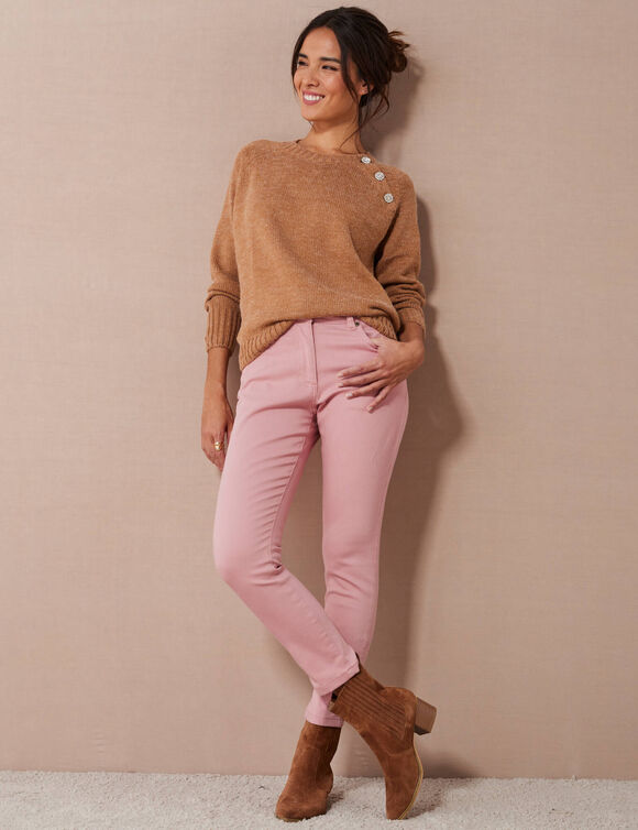 Pantalon 7/8ème fuselé stretch uni (rose blush) Pantalon 7/8ème fuselé stretch uni (rose blush)